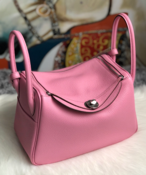 에르메스 린디백26 핑크 은장 소가죽